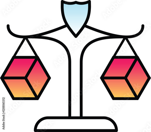 Paper agreement, bitcoins, scales of justice. Cryptocurrency legislation, legal protection of blockchain technology. Vector illustration.