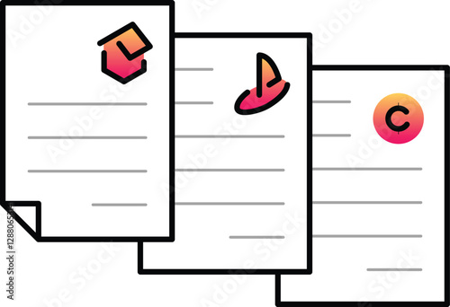 Smart Contracts Icon, Document Indicating Automated Digital Agreements.