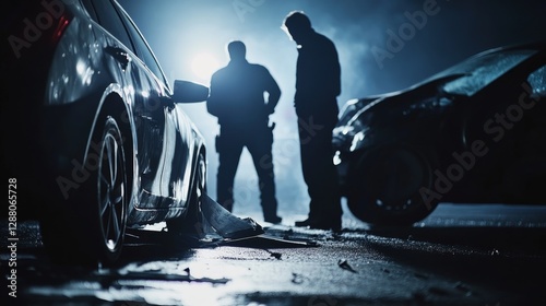 Criminal investigation at a hit-and-run case. Featuring detectives collecting witness statements