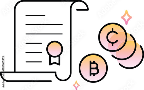 Smart contract icon. DeFi smart contract. Thin line icon of smart contract isolated on white background. Template social media, web design, poster, banner, interface design. Vector illustration