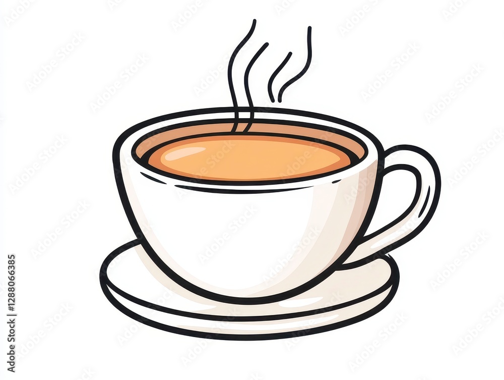 Steaming Coffee Cup in Pixel Art Style