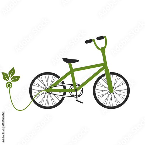 Green bike. Bicycle icon Eco friendly green leaf vector illustration design isolated