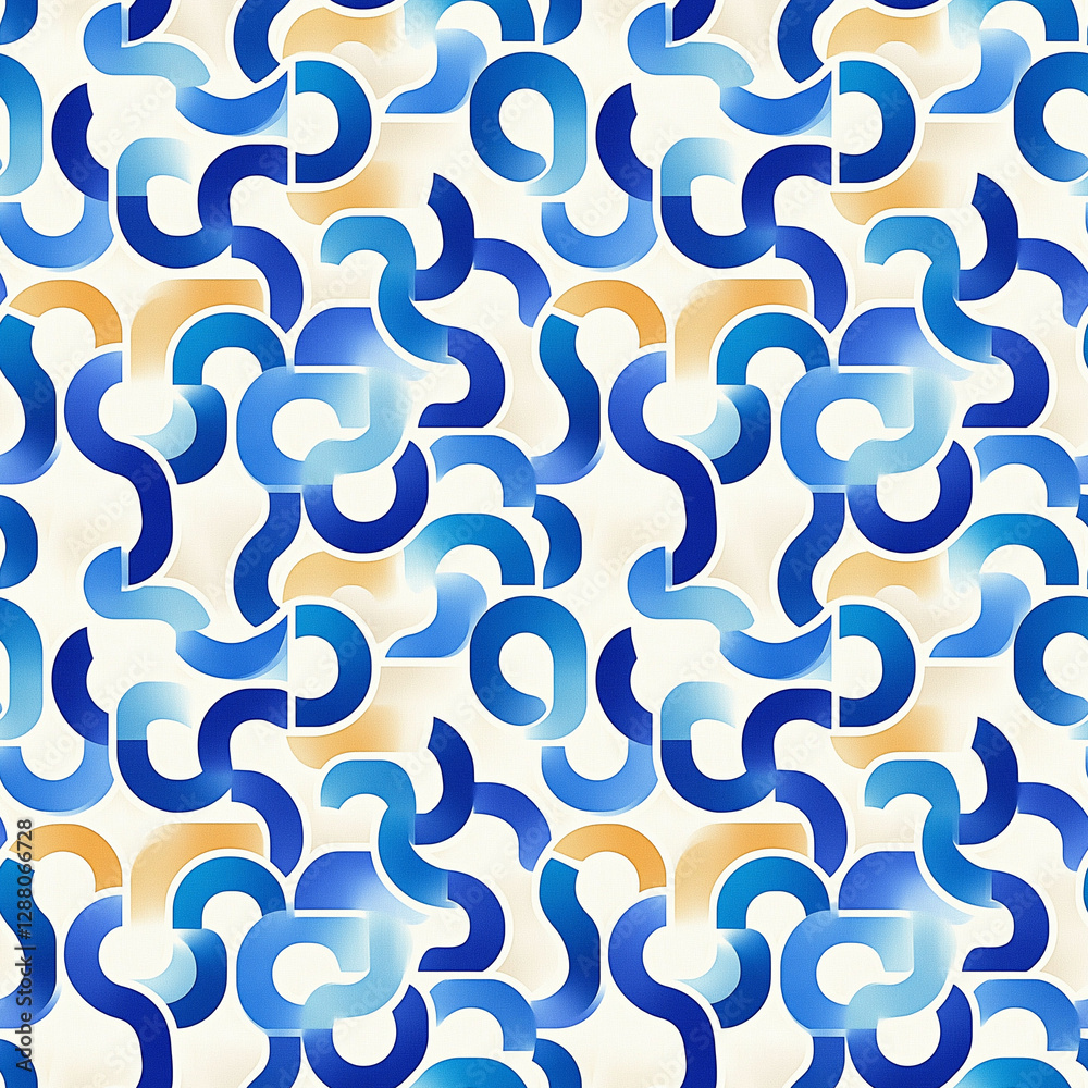 Abstract Blue and Gold Curved Seamless Pattern for Fabric Abstract Blue and Gold Curved Seamless Pattern for Fabric