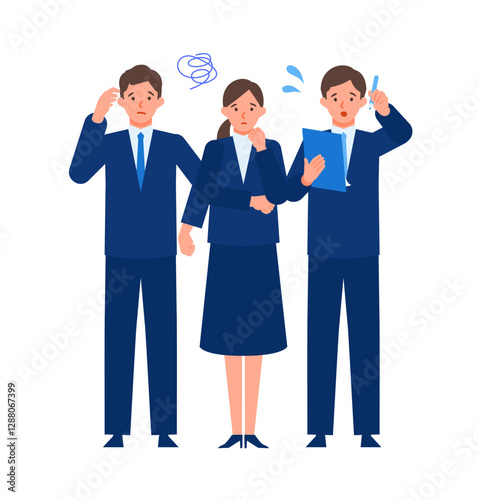 Concept for Problem Solving.  Working people cartoon character head collection set. People face profiles avatars and icons. Close up image of negative people.