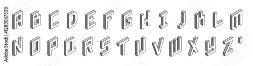 Gray 3D isometric letters with apostrophe symbol. 