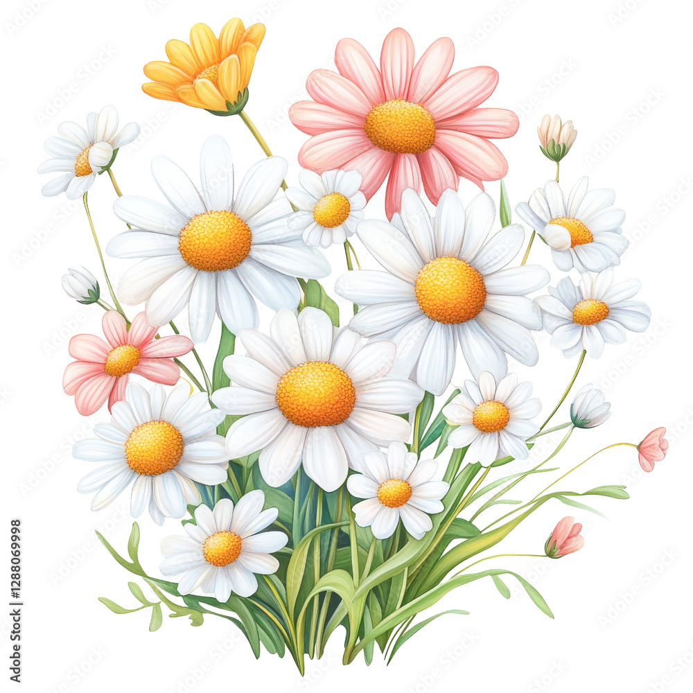 Fototapeta premium Colorful Spring Flowers Clipart, Botanical Graphics, Floral graphics for digital design
