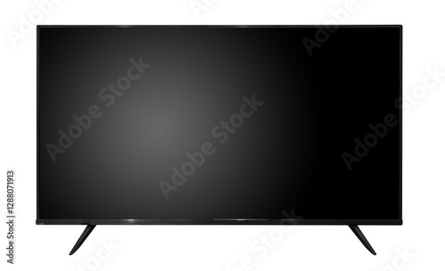 Flat screen LCD TV, modern style and wall mount design with sleek design.Black television template with empty. Copy space. transparent background with png