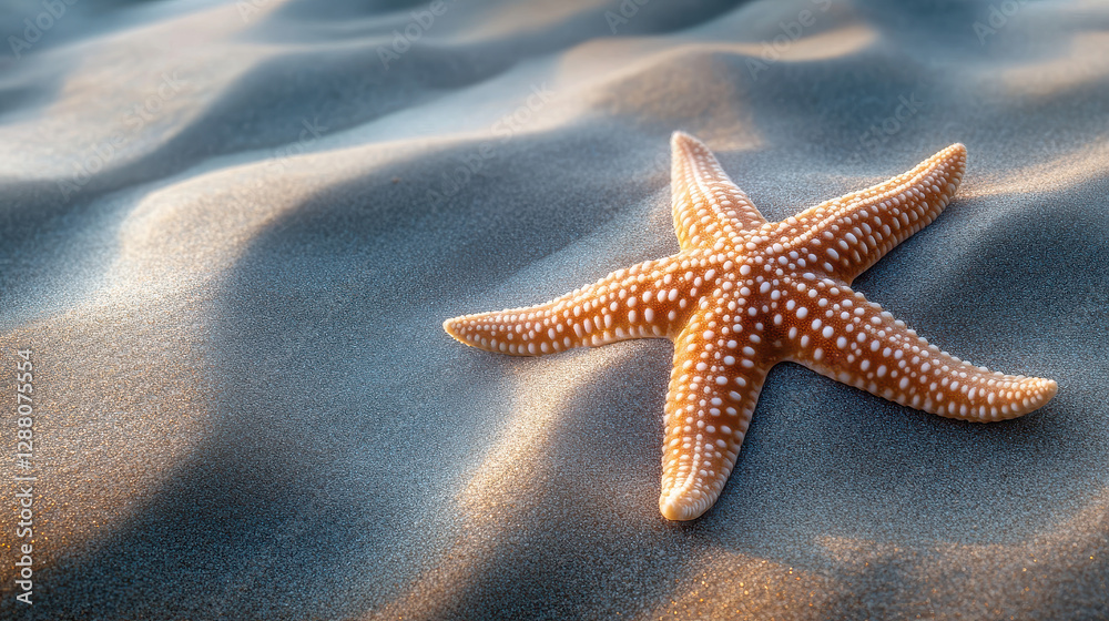 A carefully arranged starfish on a smooth, uniform-colored surface, photographed with a shallow depth of field A carefully arranged starfish on a smooth, uniform-colored surface, photographed with a shallow depth of field
