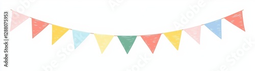 Free Download Celebrations and parties can be made more festive with a colorful triangular pennant banner, which is ideal for adding a touch of excitement to any event or occasion, on a transparent background - GFXLoad