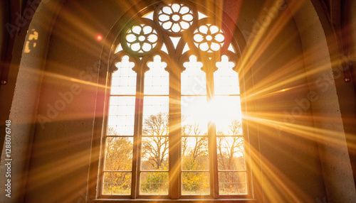 Sunlight streaming through church window