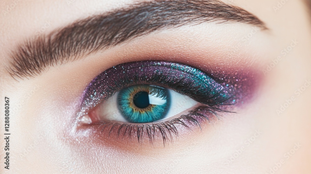 Obraz premium Captivating close-up of mesmerizing blue eye adorned with vibran