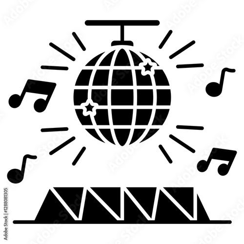 A flat design icon of disco ball