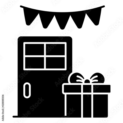 A trendy design icon of home gift delivery