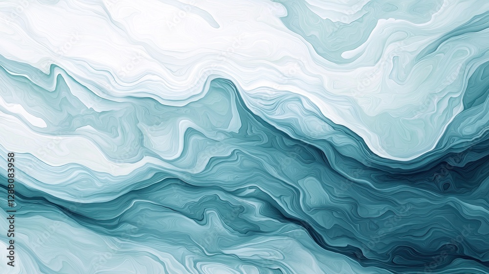 Abstract Teal and White Swirls: A Serene Digital Painting Abstract Teal and White Swirls: A Serene Digital Painting