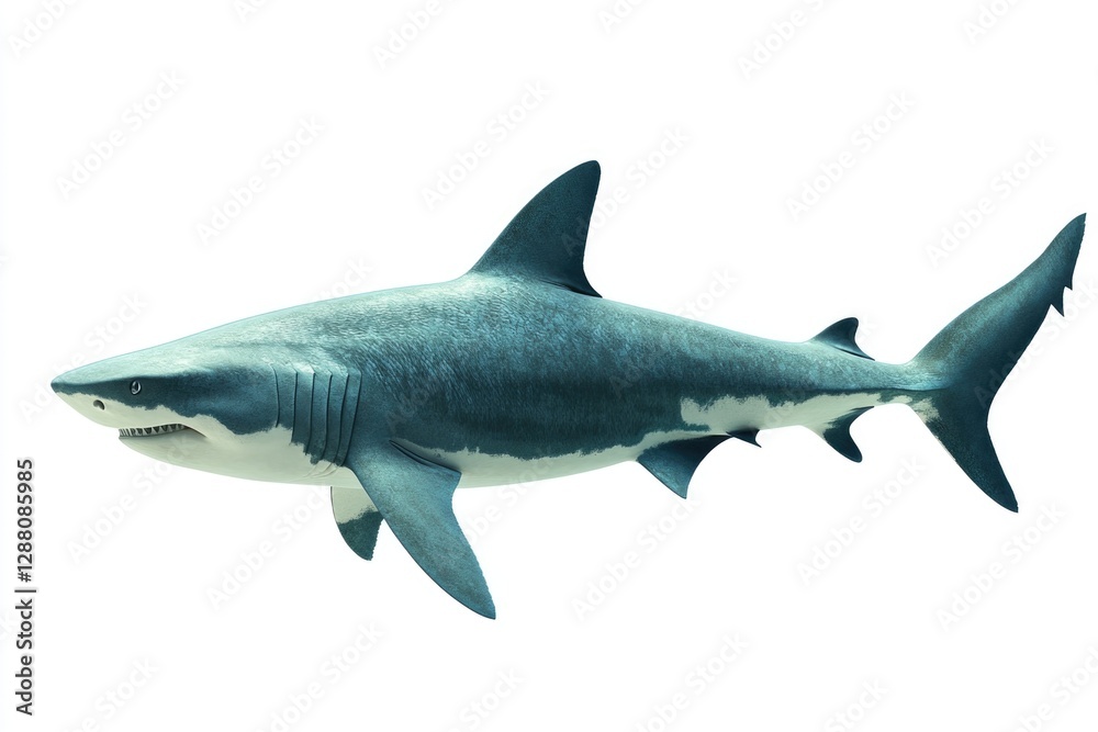 Naklejka premium Great White Shark in Blue Gray Hue, Ocean Predator