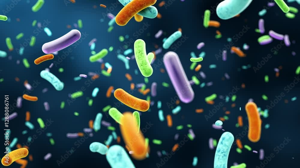 Intestinal bacteria. Microbiome. Gut microbiome helps control intestinal digestion and the immune system.