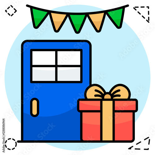 A trendy design icon of home gift delivery