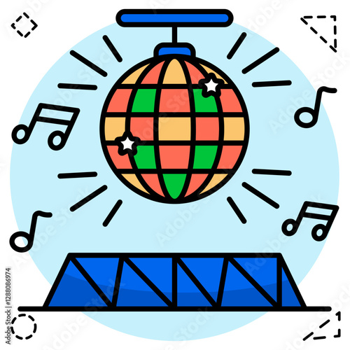 A flat design icon of disco ball