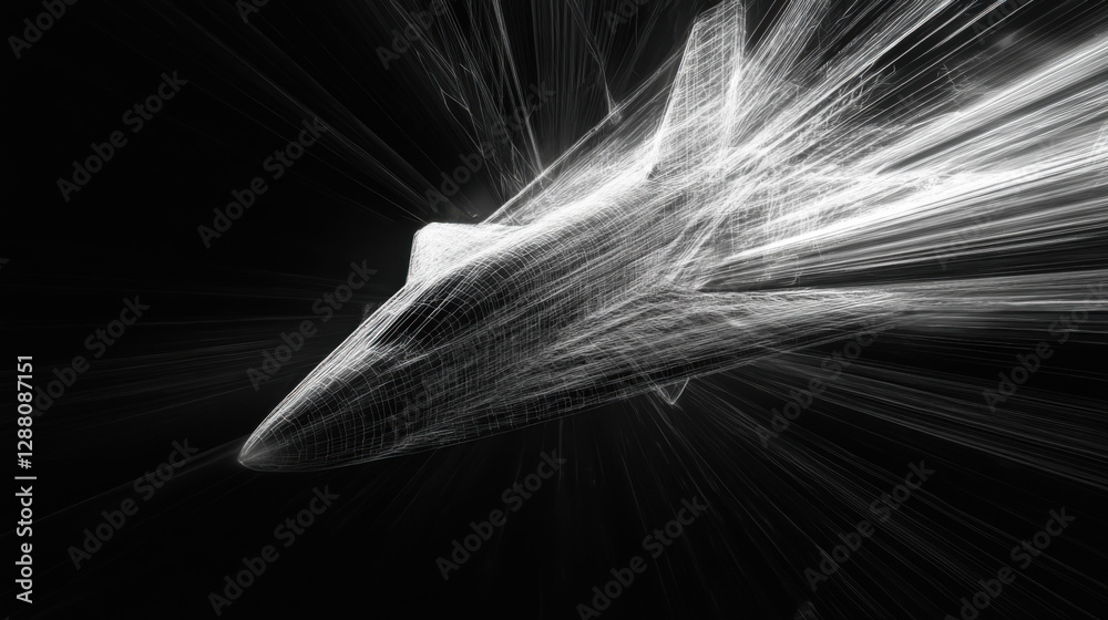 Obraz premium Futuristic spacecraft traveling through a vibrant cosmic environment at high speed in a distant galaxy