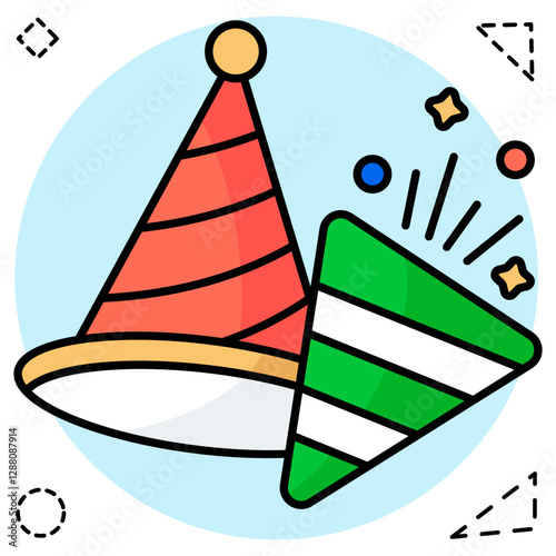 A flat design icon of birthday cap