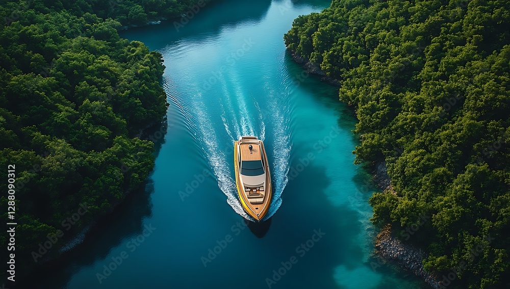 custom made wallpaper toronto digitalLuxurious Yacht Navigating a Tropical Lagoon