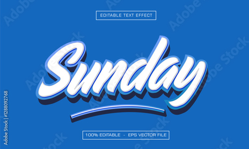 Sunday text effect with blue background