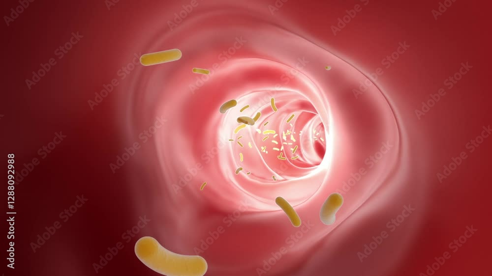 Intestinal bacteria. Microbiome. Gut microbiome helps control intestinal digestion and the immune system.