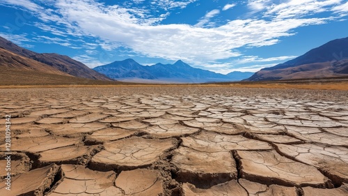 Field of cracked earth due to dryness, droughts