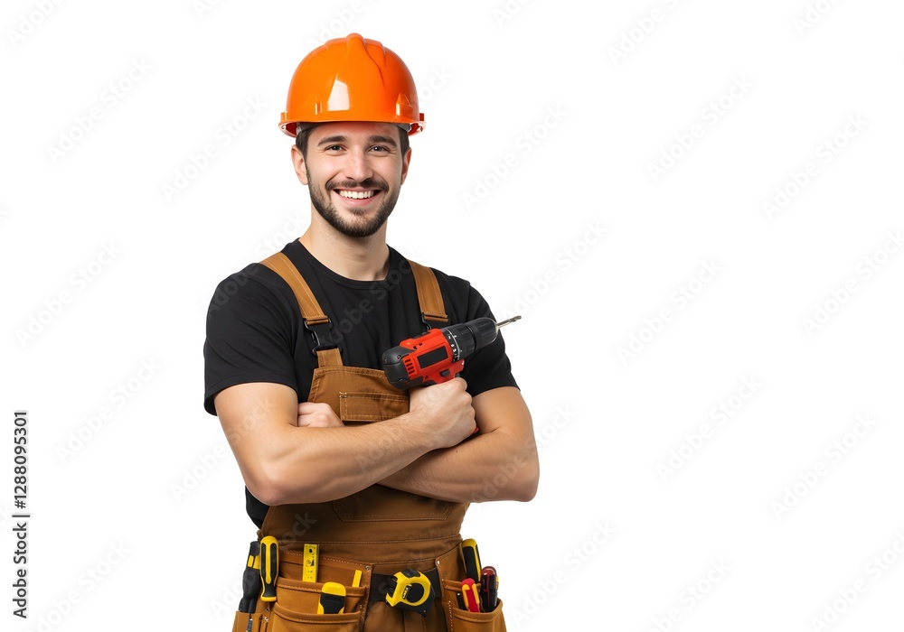 Construction Worker Holding a Power Drill Construction Worker Holding a Power Drill