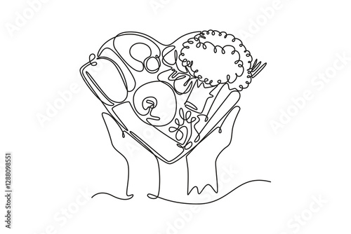 Nutrition concept. Single line draw design vector graphic illustration.