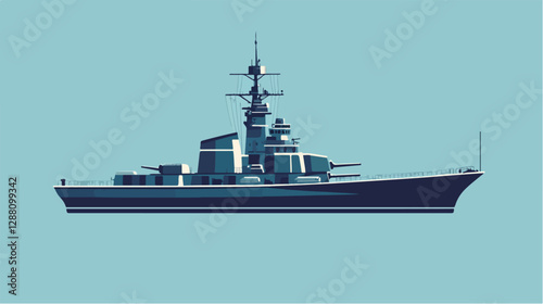 Illustration of a warship. Ship. Navy.