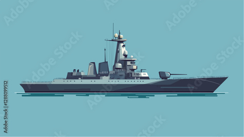 Illustration of a warship. Ship. Navy.