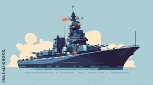 Illustration of a warship. Ship. Navy.