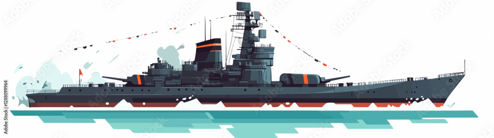 Fototapeta premium Illustration of a warship. Ship. Navy.