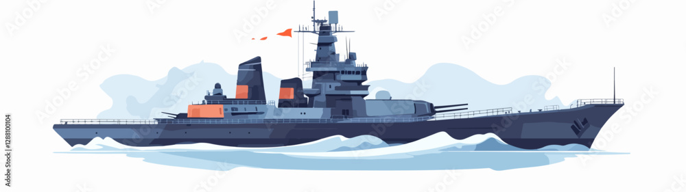 Fototapeta premium Illustration of a warship. Ship. Navy.