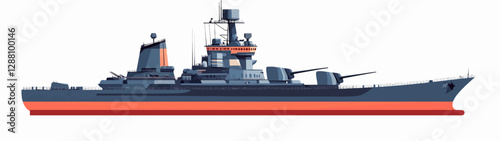 Illustration of a warship. Ship. Navy.