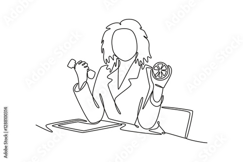 Nutrition concept. Single line draw design vector graphic illustration.