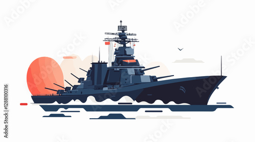 Illustration of a warship. Ship. Navy.