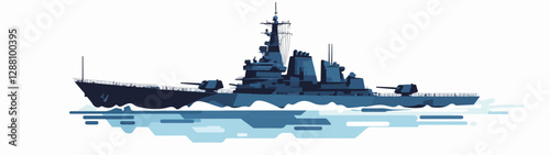 Illustration of a warship. Ship. Navy.