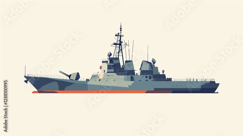Illustration of a warship. Ship. Navy.