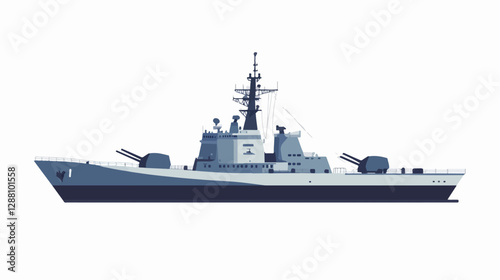 Illustration of a warship. Ship. Navy.