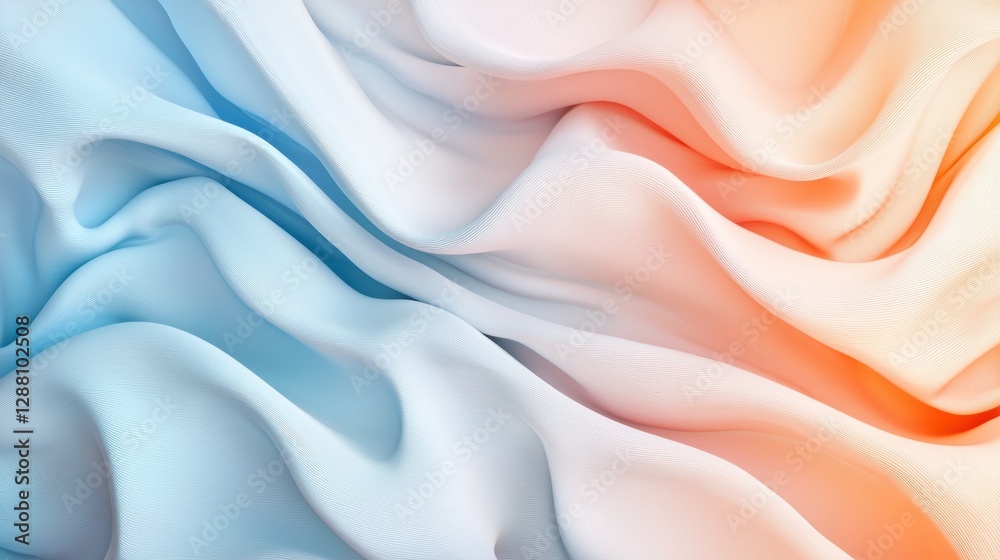 Obraz premium Abstract Draped Fabric in Pastel Blue and Orange Hues