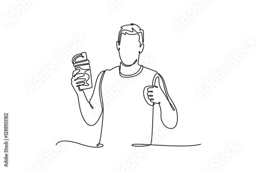 Nutrition concept. Single line draw design vector graphic illustration.
