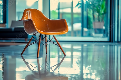 Modern orange chair in a stylish interior photo