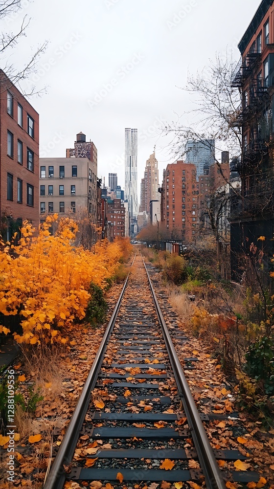 Fototapeta premium Autumnal NYC Train Tracks