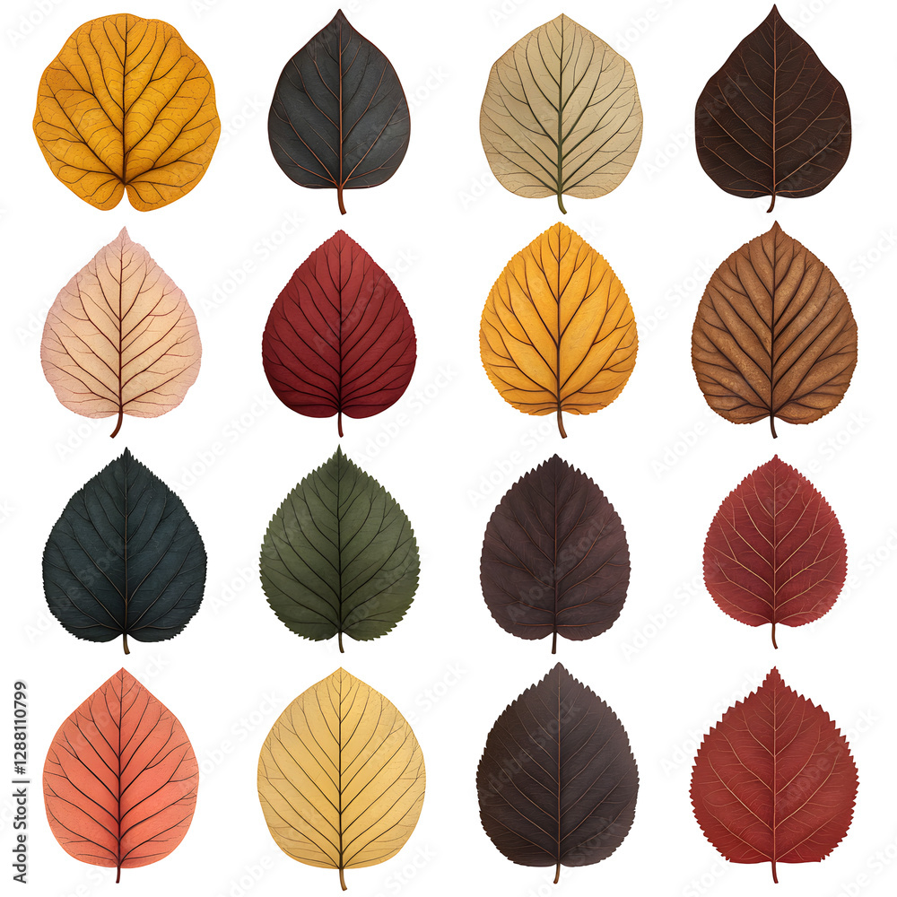 Obraz premium Autumn Leaf Collection Diverse Colors Isolated on Transparent Background