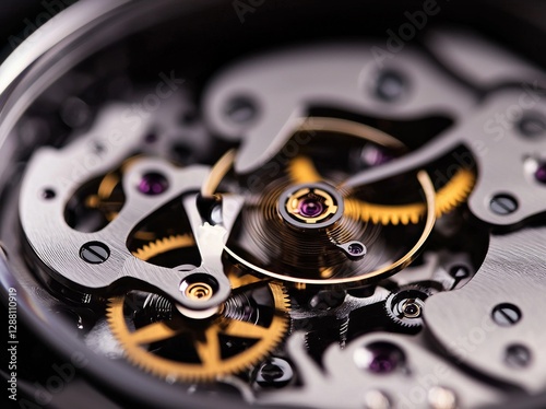 Wallpaper Mural Macro close-up image of a vintage watch's mechanical components, highlighting its gear system Torontodigital.ca