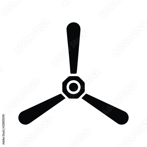 Fan Icon. Illustration of Three Hanging Fan Blades. Ventilator Symbol, propeller, cooler, cooling. Fan Rotation. Isolated on White Background.
