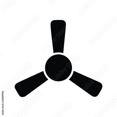 Fan Icon. Illustration of Three Hanging Fan Blades. Ventilator Symbol, propeller, cooler, cooling. Fan Rotation. Isolated on White Background.