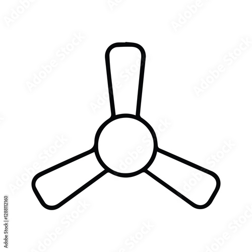Fan Icon. Illustration of Three Hanging Fan Blades. Ventilator Symbol, propeller, cooler, cooling. Fan Rotation. Isolated on White Background.